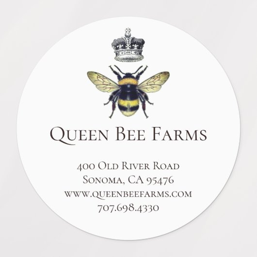 Queen Bee & Crown White Labels (Design 2)