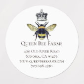 Queen Bee & Crown White Labels (Design 1)