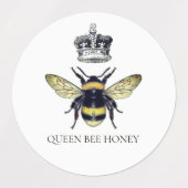 Queen Bee & Crown Witte Honing Labels (Design 1)