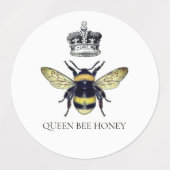 Queen Bee & Crown Witte Honinglabels Labels (Design 2)