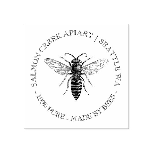 Queen Bee Custom Apiary Honing Adres Stempel (Afrduk)