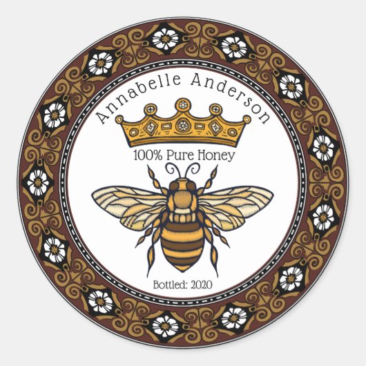 Queen Bee Elegant Lijst Honey Label Personaliseren (Voorkant)