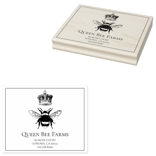 Queen Bee en Crown Apiary Boerderij of Candlemaker Rubberstempel (Gestempeld)