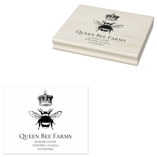 Queen Bee en Crown Apiary Boerderij of Candlemaker Rubberstempel (Gestempeld)