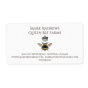 Queen Bee en Crown Boerderij of Apiary Etiket