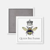 Queen Bee en Crown Boerderij of Apiary Magneet (Voorkant / Achterkant)