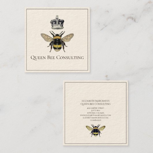Queen Bee en Crown Consulting Vierkante Visitekaartje (Voorkant / Achterkant)