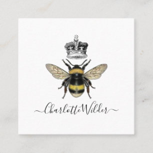 Queen Bee en Crown Handgeschreven handtekening op Contactkaartje