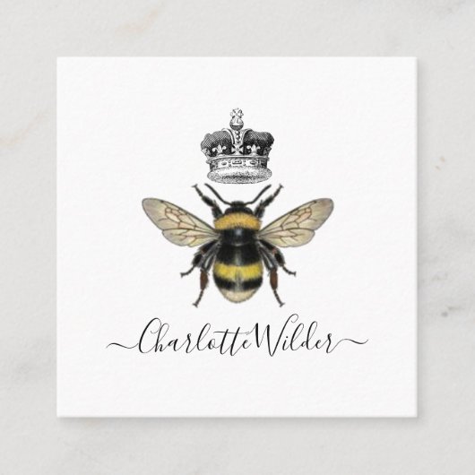 Queen Bee en Crown Handgeschreven handtekening op  Contactkaartje (Voorkant)