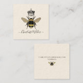 Queen Bee en Crown Handgeschreven handtekening op  Vierkante Visitekaartje (Voorkant / Achterkant)