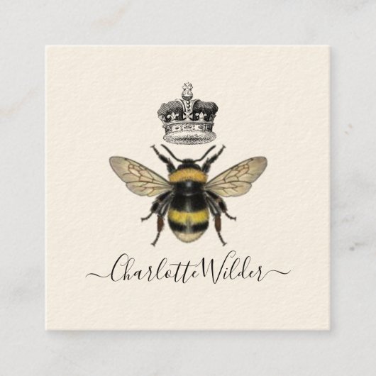 Queen Bee en Crown Handgeschreven handtekening op  Vierkante Visitekaartje (Voorkant)
