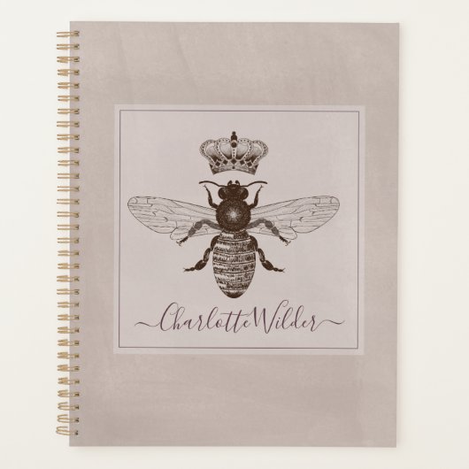Queen Bee en Crown Script Handtekening Planner (Voorkant)