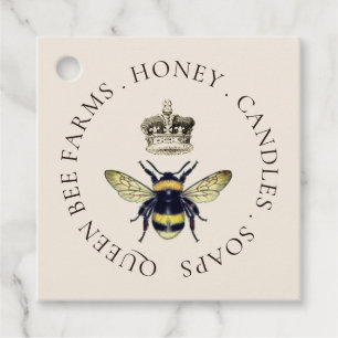 Queen Bee en Regal Crown Cream Apiary Bedankjes Labels