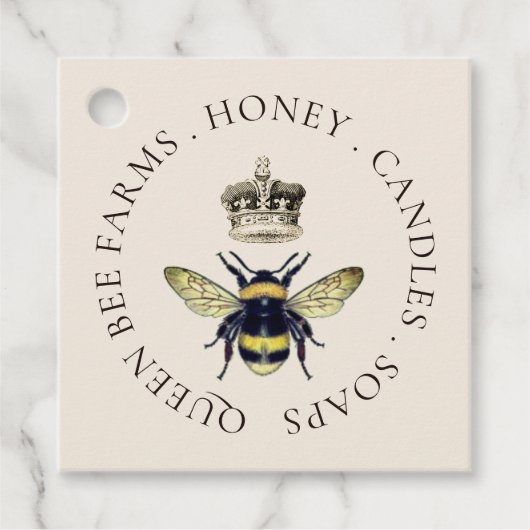 Queen Bee en Regal Crown Cream Apiary Bedankjes Labels (Voorkant)