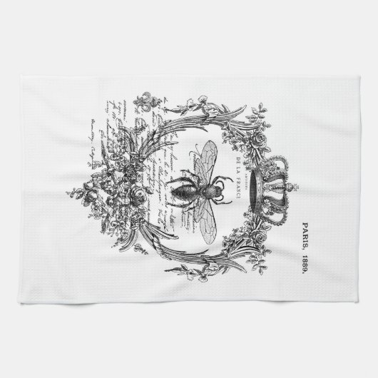 Queen Bee French Collage Kitchen Towel Theedoek (Horizontaal)
