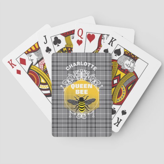 Queen Bee Funny Cute Girly gepersonaliseerd Pokerkaarten (Achterkant)