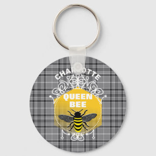 Queen Bee Funny Cute Girly gepersonaliseerd Sleutelhanger