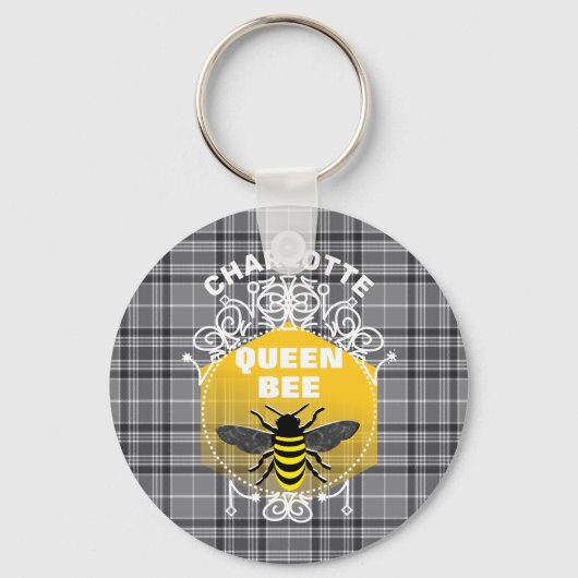 Queen Bee Funny Cute Girly gepersonaliseerd Sleutelhanger (Voorkant)
