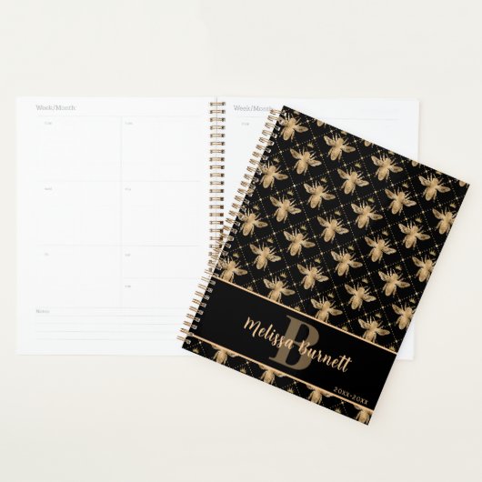Queen Bee Gepersonaliseerd Zwart Goud Design Planner (Display)