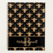 Queen Bee Gepersonaliseerd Zwart Goud Design Planner (Voorkant)