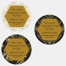 Queen Bee Gold Bijenstal Zelfklevende Honingpot Labels