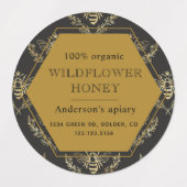 Queen Bee Gold Bijenstal Zelfklevende Honingpot Labels (Design 2)