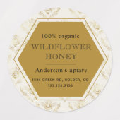 Queen Bee Gold Bijenstal Zelfklevende Honingpot Labels (Design 1)