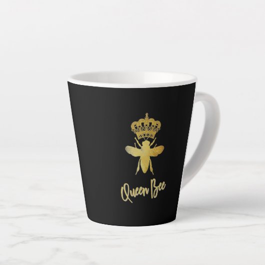 QUEEN BEE Gold Black Latte Mok (Rechterhoek)