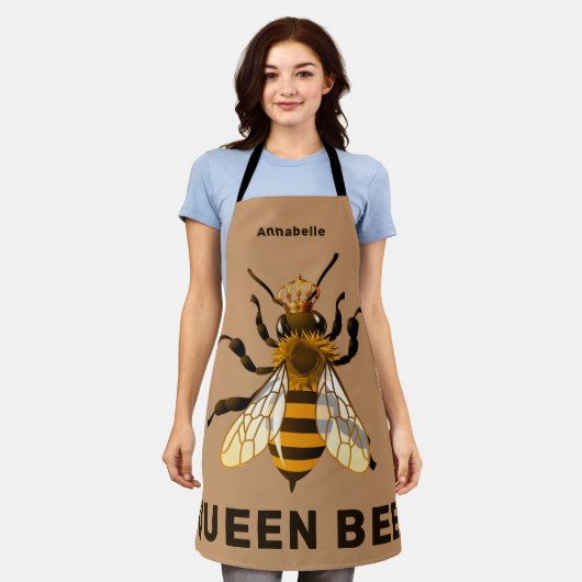Queen Bee Gold Crown Long Apron Schort (Gedragen)