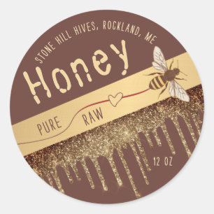 Queen Bee Gold iriserende honing druipt met hart Ronde Sticker