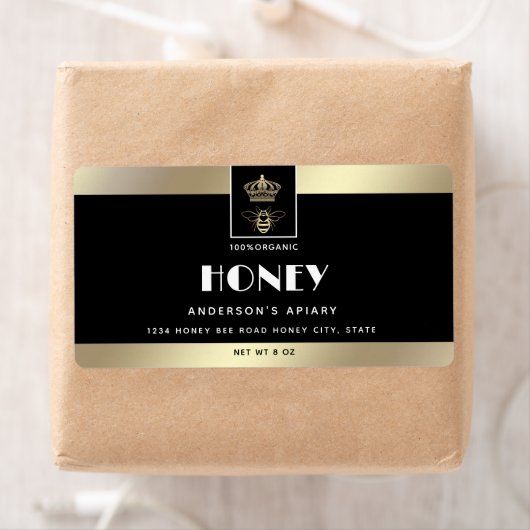 Queen bee goud minimalistische honing etiket (Insitu)