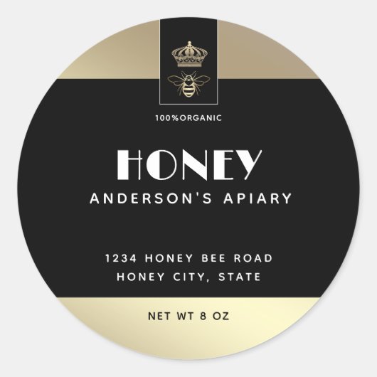 Queen bee goud minimalistische honing ronde sticker (Voorkant)