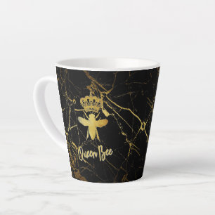 QUEEN BEE Goud Zwarte Marmer Latte Mok