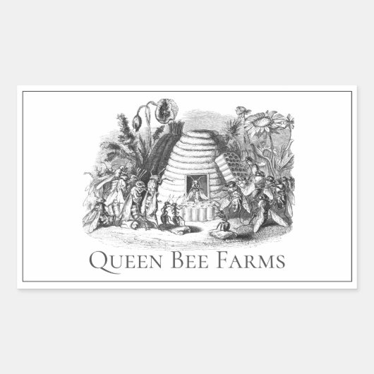Queen Bee Hive Tuin Promotie Rechthoekige Sticker (Voorkant)