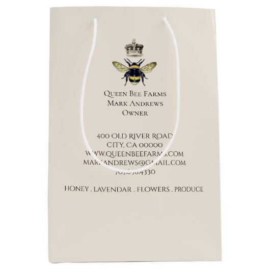 Queen Bee Honey Boerderij en producten Medium Cadeauzakje (Voorkant)