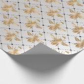 Queen Bee Honey Comb Grill Sepia Black Silver Gray Cadeaupapier (Hoek)