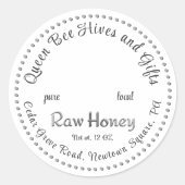  Queen Bee Honey Crown Script Wit Ronde Sticker (Voorkant)