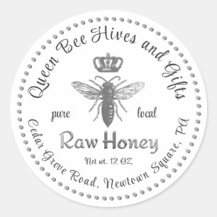 Queen Bee Honey Crown Script Wit Ronde Sticker