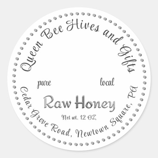  Queen Bee Honey Crown Script Wit Ronde Sticker (Voorkant)