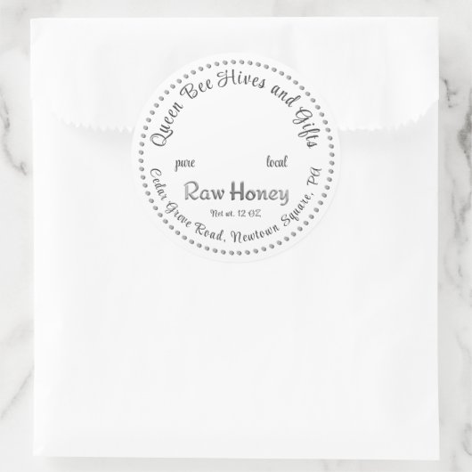  Queen Bee Honey Crown Script Wit Ronde Sticker (Tas)