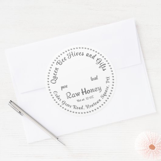  Queen Bee Honey Crown Script Wit Ronde Sticker (Envelop)