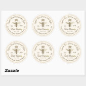Queen Bee Honey Gold Crown Script Ivoor Ronde Sticker (Vel)