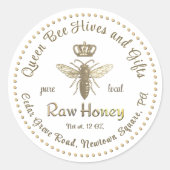 Queen Bee Honey Gold Crown Script Wit Ronde Sticker (Voorkant)