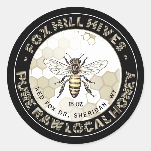 Queen Bee Honey Honingraat op Black Label (Voorkant)