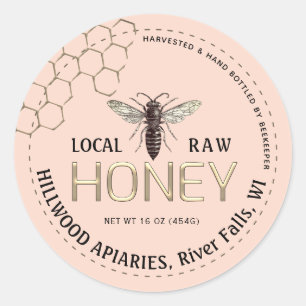 Queen Bee Honey Jar Label Lokale Raw Hand gebottel