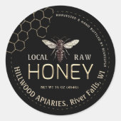 Queen Bee Honey Jar Label Lokale Raw Hand gebottel (Voorkant)
