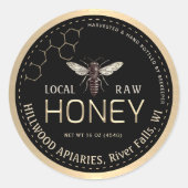 Queen Bee Honey Jar Label Lokale Raw Hand gebottel (Voorkant)