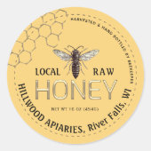 Queen Bee Honey Jar Label Lokale Raw Hand gebottel (Voorkant)