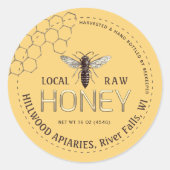 Queen Bee Honey Jar Label Lokale Raw Hand gebottel (Voorkant)