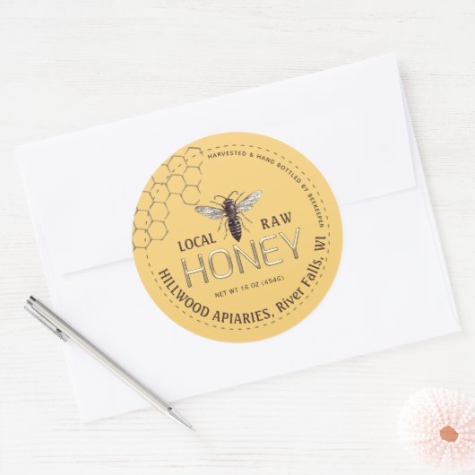 Queen Bee Honey Jar Label Lokale Raw Hand gebottel (Envelop)